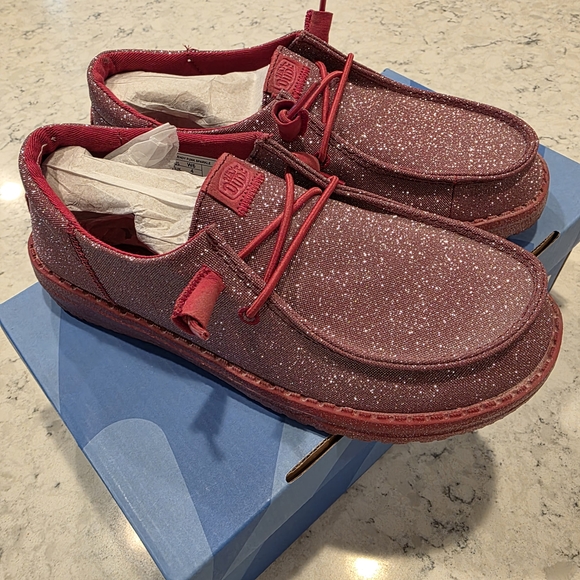 Hey Dude Shoes - Hey Dude Women's Sparkle Red Casual Shoes